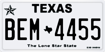 TX license plate BEM4455