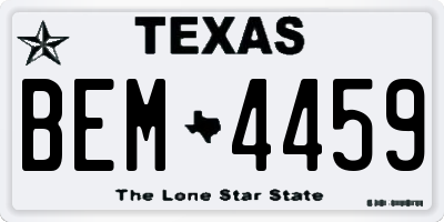 TX license plate BEM4459