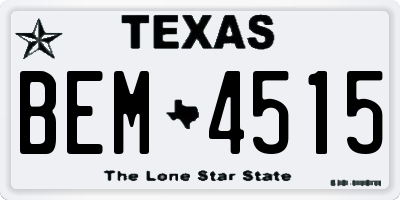 TX license plate BEM4515