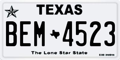 TX license plate BEM4523