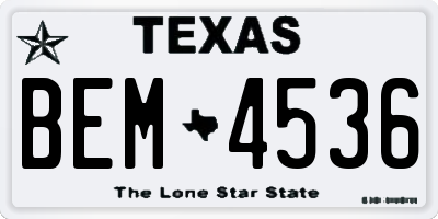 TX license plate BEM4536