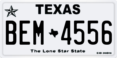 TX license plate BEM4556