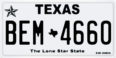 TX license plate BEM4660