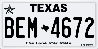 TX license plate BEM4672