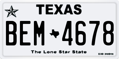 TX license plate BEM4678
