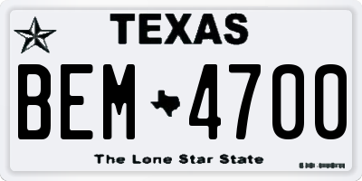 TX license plate BEM4700