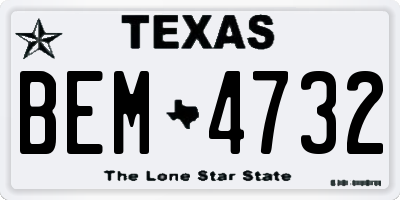 TX license plate BEM4732