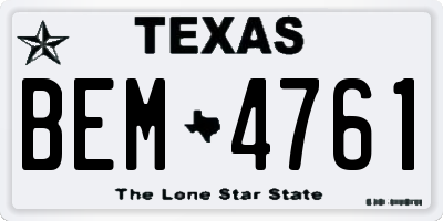 TX license plate BEM4761