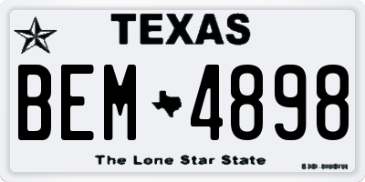 TX license plate BEM4898