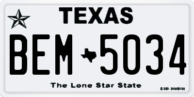 TX license plate BEM5034