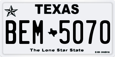 TX license plate BEM5070