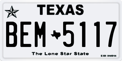 TX license plate BEM5117