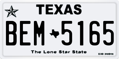 TX license plate BEM5165