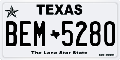 TX license plate BEM5280
