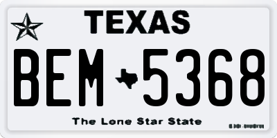 TX license plate BEM5368