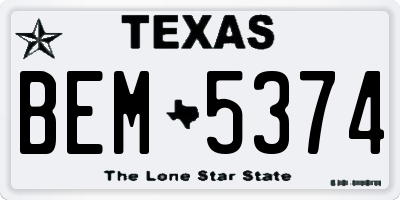 TX license plate BEM5374