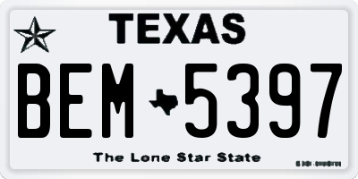 TX license plate BEM5397