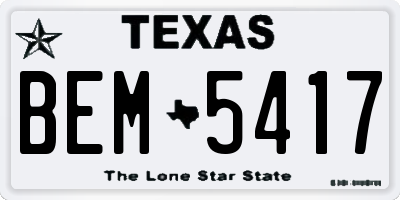 TX license plate BEM5417