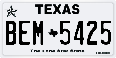 TX license plate BEM5425