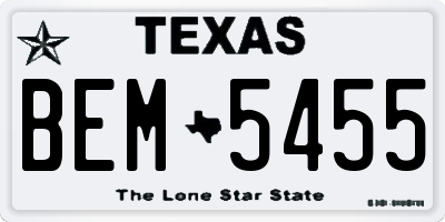 TX license plate BEM5455