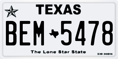TX license plate BEM5478
