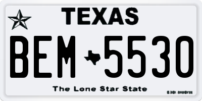 TX license plate BEM5530
