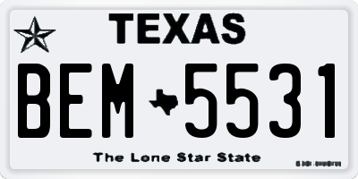 TX license plate BEM5531