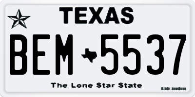 TX license plate BEM5537