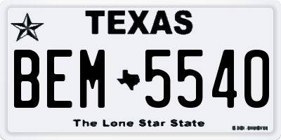 TX license plate BEM5540