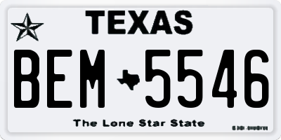 TX license plate BEM5546