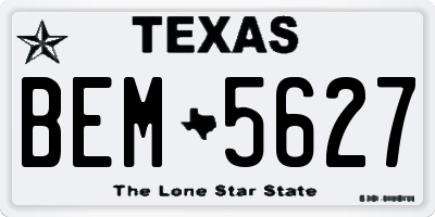 TX license plate BEM5627