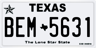 TX license plate BEM5631