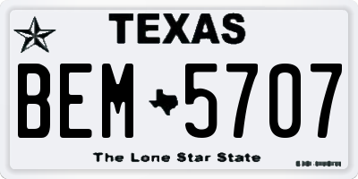 TX license plate BEM5707