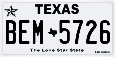 TX license plate BEM5726