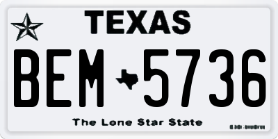 TX license plate BEM5736