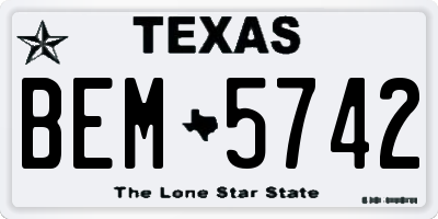 TX license plate BEM5742