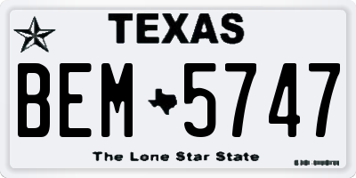 TX license plate BEM5747