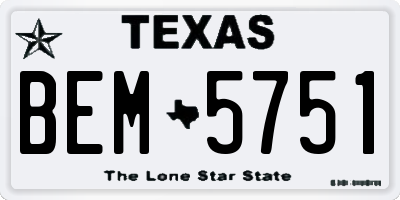 TX license plate BEM5751