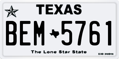 TX license plate BEM5761