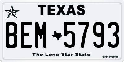 TX license plate BEM5793