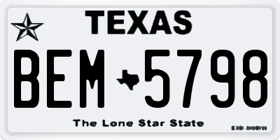 TX license plate BEM5798