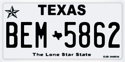 TX license plate BEM5862