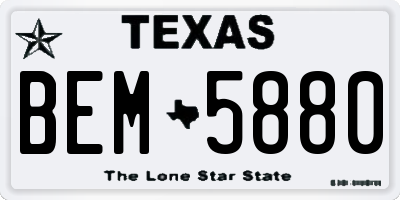 TX license plate BEM5880