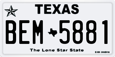 TX license plate BEM5881