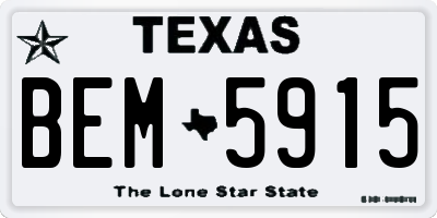 TX license plate BEM5915