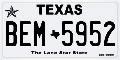 TX license plate BEM5952
