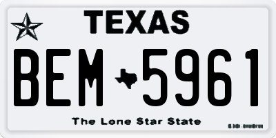 TX license plate BEM5961