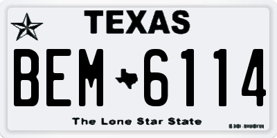 TX license plate BEM6114