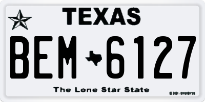 TX license plate BEM6127
