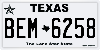 TX license plate BEM6258